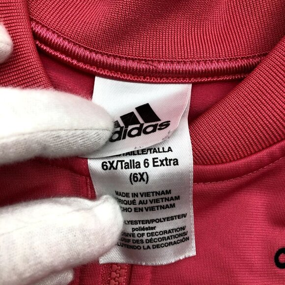 Adidas Girls Size 6X Pink Track Jacket Full Zip Sweatshirt Active Running - Picture 5 of 5